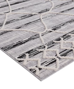 Miss Amara Lena Grey Black Abstract Textured Runner Rug All Rugs