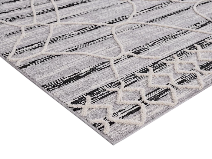 Miss Amara Lena Grey Black Abstract Textured Rug