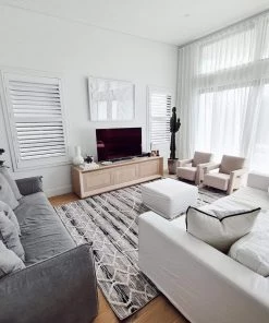 Miss Amara Lena Grey Black Abstract Textured Rug