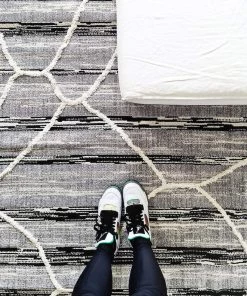 Miss Amara Lena Grey Black Abstract Textured Rug