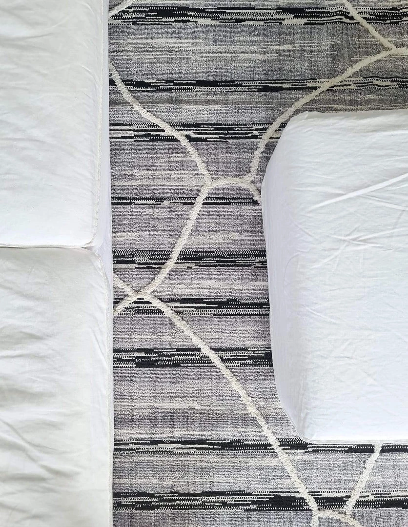 Miss Amara Lena Grey Black Abstract Textured Rug