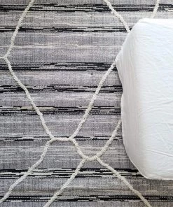 Miss Amara Lena Grey Black Abstract Textured Rug