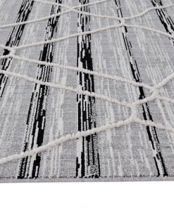 Miss Amara Lena Grey Black Abstract Textured Rug