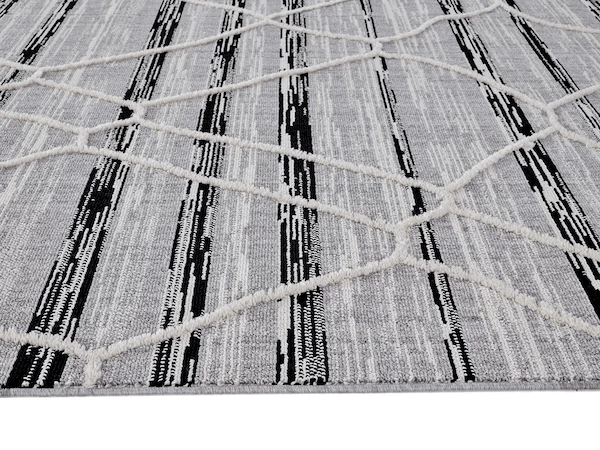 Miss Amara Lena Grey Black Abstract Textured Rug