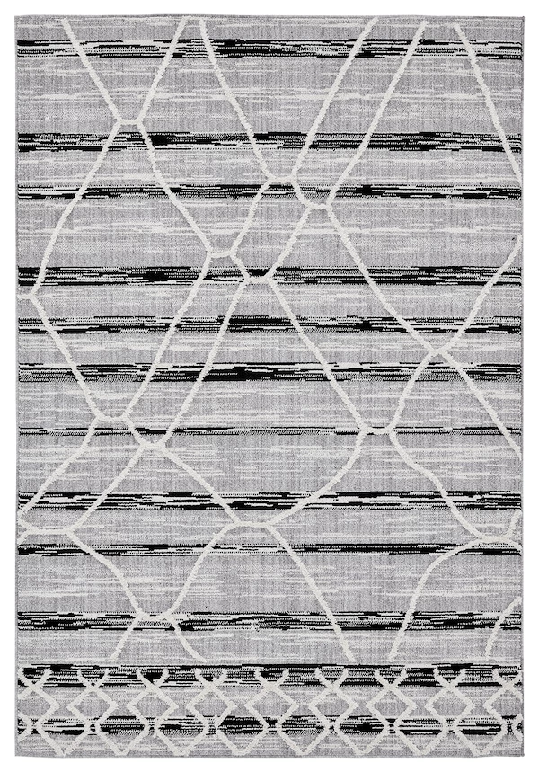 Miss Amara Lena Grey Black Abstract Textured Rug