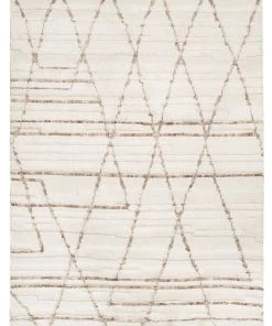 Miss Amara Leona Ivory Beige Tribal Wool Shag Rug