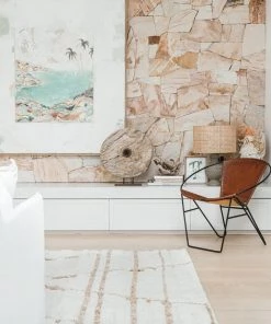 Miss Amara Leona Ivory Beige Tribal Wool Shag Rug