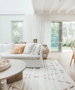 Miss Amara Leona Ivory Beige Tribal Wool Shag Rug