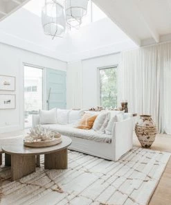 Miss Amara Leona Ivory Beige Tribal Wool Shag Rug