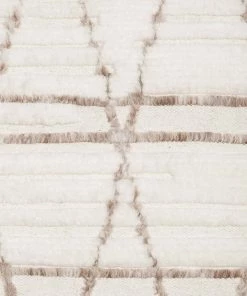 Miss Amara Leona Ivory Beige Tribal Wool Shag Rug