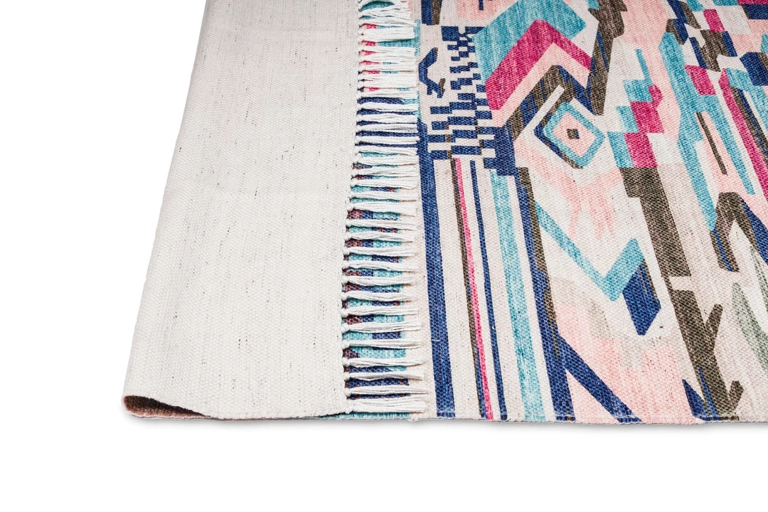 Miss Amara Lexi Blue And Pink Abstract Tribal PET Beach And Picnic Rug All Rugs