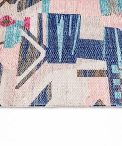 Miss Amara Lexi Blue And Pink Abstract Tribal PET Runner Rug All Rugs