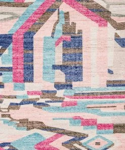 Miss Amara Lexi Blue And Pink Abstract Tribal PET Runner Rug All Rugs