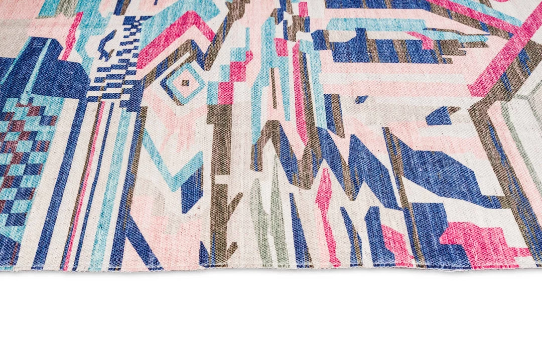 Miss Amara Lexi Blue And Pink Abstract Tribal PET Beach And Picnic Rug All Rugs
