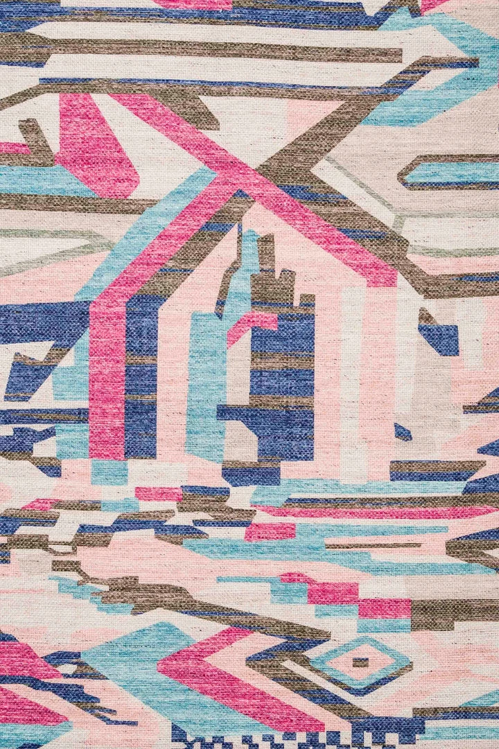Miss Amara Lexi Blue And Pink Abstract Tribal PET Beach And Picnic Rug All Rugs