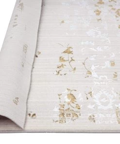 Miss Amara All Rugs Lindy Cream Ivory And Gold Traditional Floral Rug