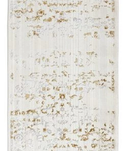 Miss Amara Lindy Cream Ivory And Gold Traditional Floral Runner Rug