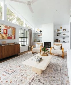 Miss Amara Livvie Blue And Orange Multi-Colour Distressed Rug All Rugs