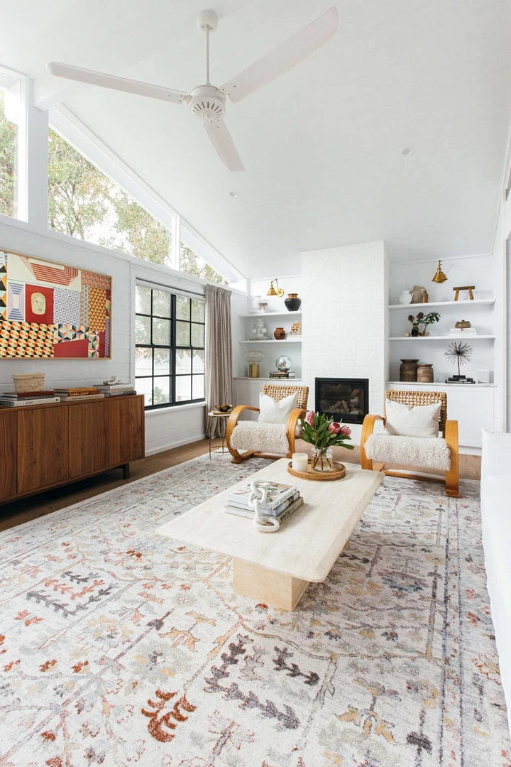 Miss Amara Livvie Blue And Orange Multi-Colour Distressed Rug All Rugs