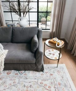 Miss Amara Livvie Blue And Orange Multi-Colour Distressed Rug All Rugs