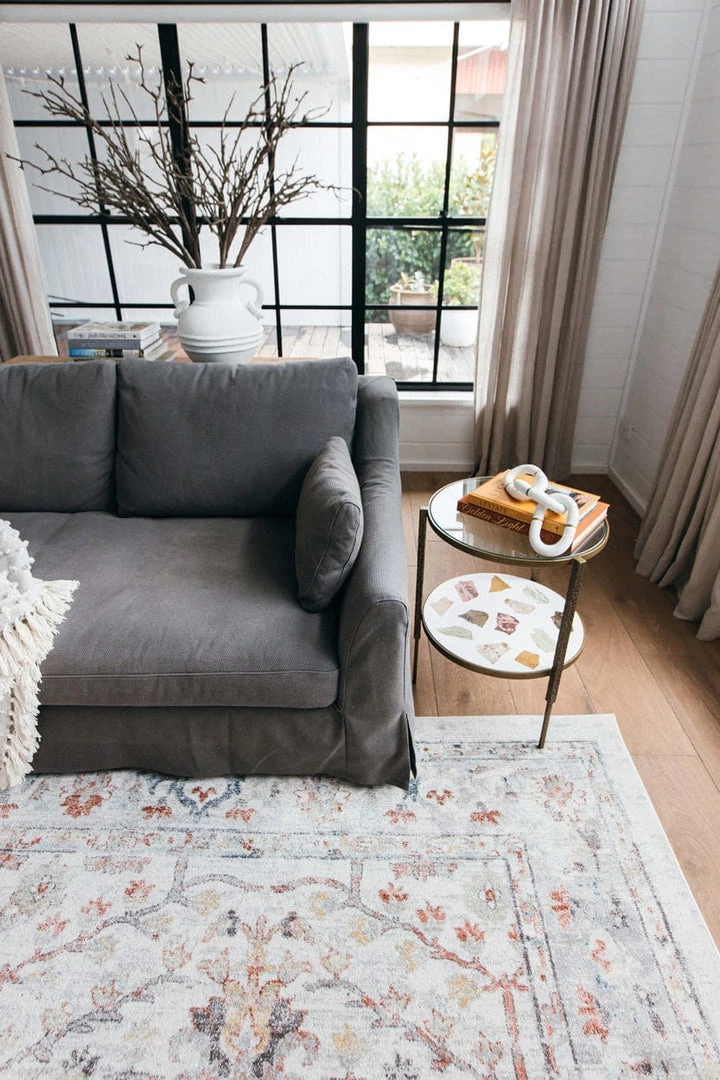 Miss Amara Livvie Blue And Orange Multi-Colour Distressed Rug All Rugs