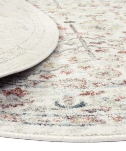 Miss Amara Livvie Blue And Orange Multi-Colour Distressed Round Rug