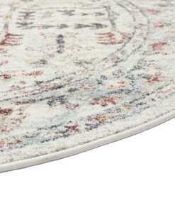 Miss Amara Livvie Blue And Orange Multi-Colour Distressed Round Rug