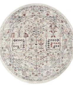 Miss Amara Livvie Blue And Orange Multi-Colour Distressed Round Rug