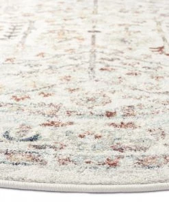 Miss Amara Livvie Blue And Orange Multi-Colour Distressed Round Rug