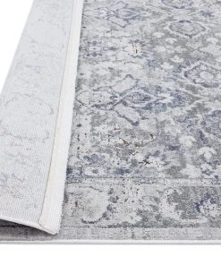 Miss Amara All Rugs Lorna Grey Blue And Ivory Transitional Distressed Motif Runner Rug