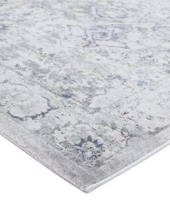 Miss Amara All Rugs Lorna Grey Blue And Ivory Transitional Distressed Motif Runner Rug