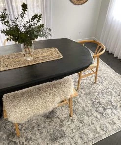 Miss Amara All Rugs Lorna Grey Blue And Ivory Transitional Distressed Motif Rug