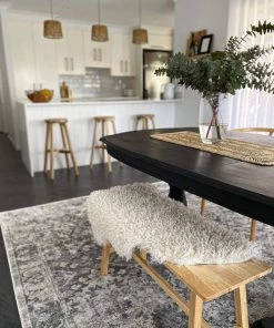 Miss Amara All Rugs Lorna Grey Blue And Ivory Transitional Distressed Motif Rug