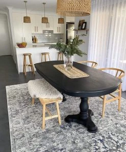 Miss Amara All Rugs Lorna Grey Blue And Ivory Transitional Distressed Motif Rug