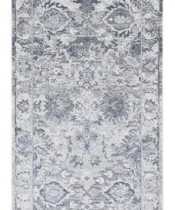 Miss Amara All Rugs Lorna Grey Blue And Ivory Transitional Distressed Motif Runner Rug