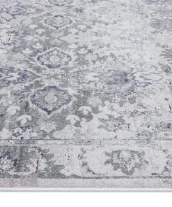 Miss Amara All Rugs Lorna Grey Blue And Ivory Transitional Distressed Motif Rug