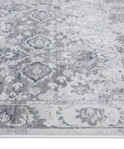 Miss Amara All Rugs Lorna Grey Blue And Ivory Transitional Distressed Motif Runner Rug