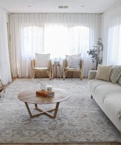 Miss Amara All Rugs Louise Grey Ivory And Beige Distressed Floral Rug