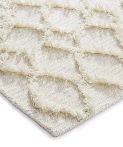 Miss Amara Lova Diamond Pattern Ivory Wool Rug