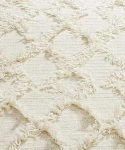 Miss Amara Lova Diamond Pattern Ivory Wool Rug