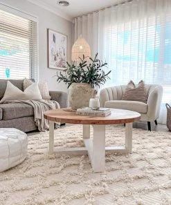 Miss Amara Lova Diamond Pattern Ivory Wool Rug