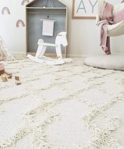 Miss Amara Lova Diamond Pattern Ivory Wool Rug