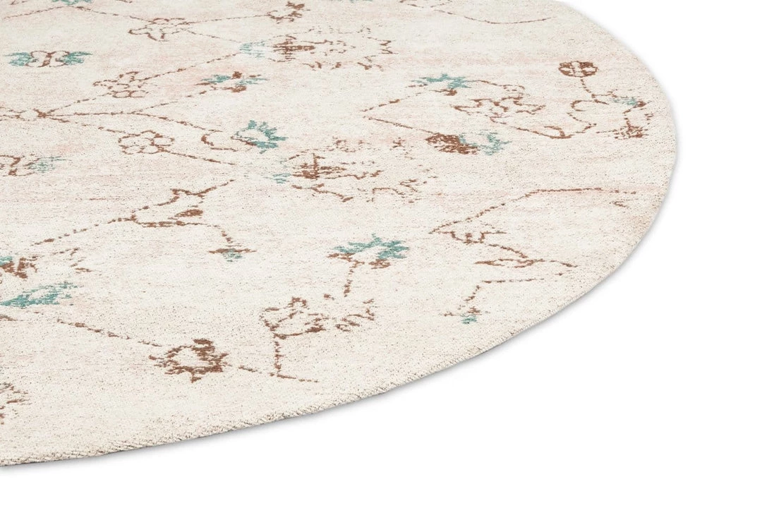 Miss Amara Luna Blue And Pink Floral Round Rug