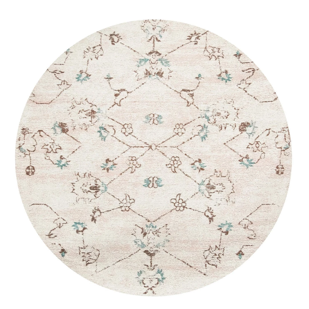 Miss Amara Luna Blue And Pink Floral Round Rug