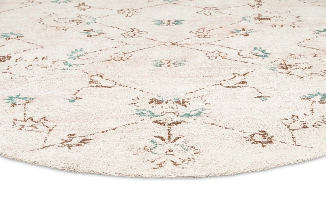 Miss Amara Luna Blue And Pink Floral Round Rug