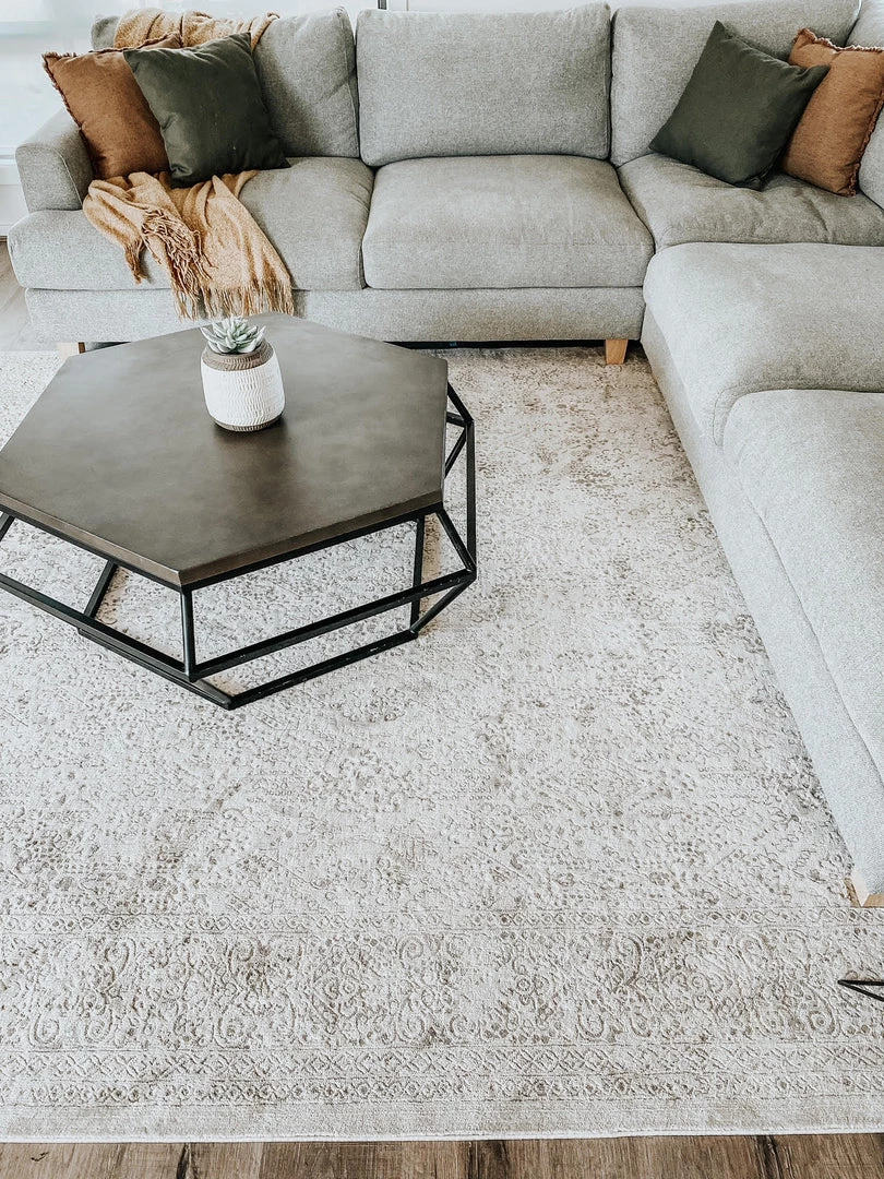 Miss Amara Madison Ivory And Grey Traditional Distressed Rug