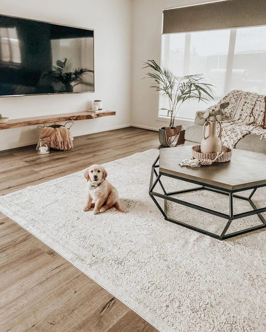 Miss Amara Madison Ivory And Grey Traditional Distressed Rug