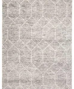 Miss Amara Mae Grey And Ivory Hand Knotted Cotton Bamboo Rug
