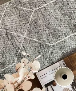 Miss Amara Mae Grey And Ivory Hand Knotted Cotton Bamboo Rug