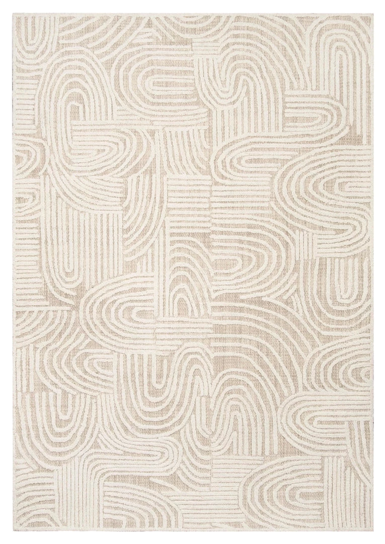 Miss Amara All Rugs Maisie Cream And Ivory Textured Tribal Rug